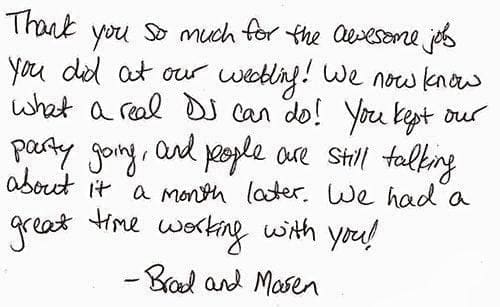 Brand and Maren's wedding thank you card.